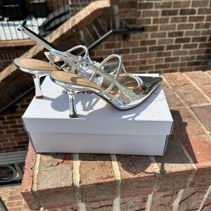 Marc Fisher, NWT Women’s Silver Slingback Heels - Pointed Toe Stiletto pumps